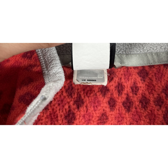 North Face 1/4 Zip Pullover Womens Medium Fleece Diamond Print Outdoors Red - Picture 5 of 9